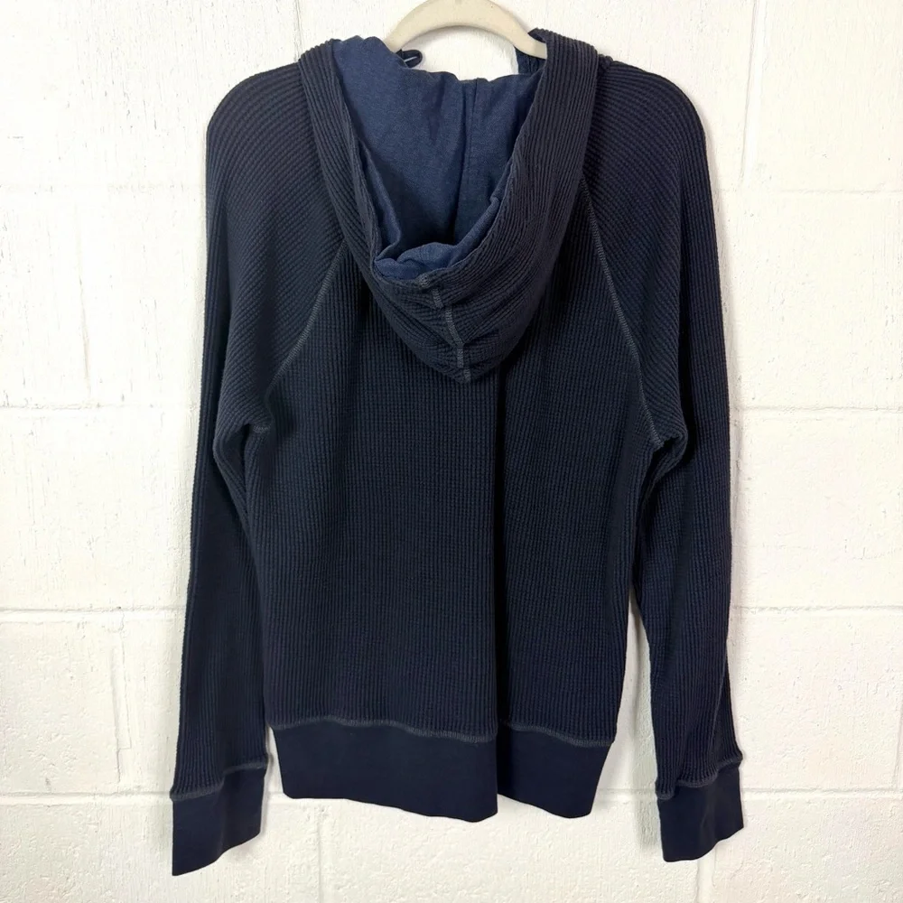 Banana Republic Heritage Collection Henley Waffle Hoodie Blue Y2K Preppy Retro L